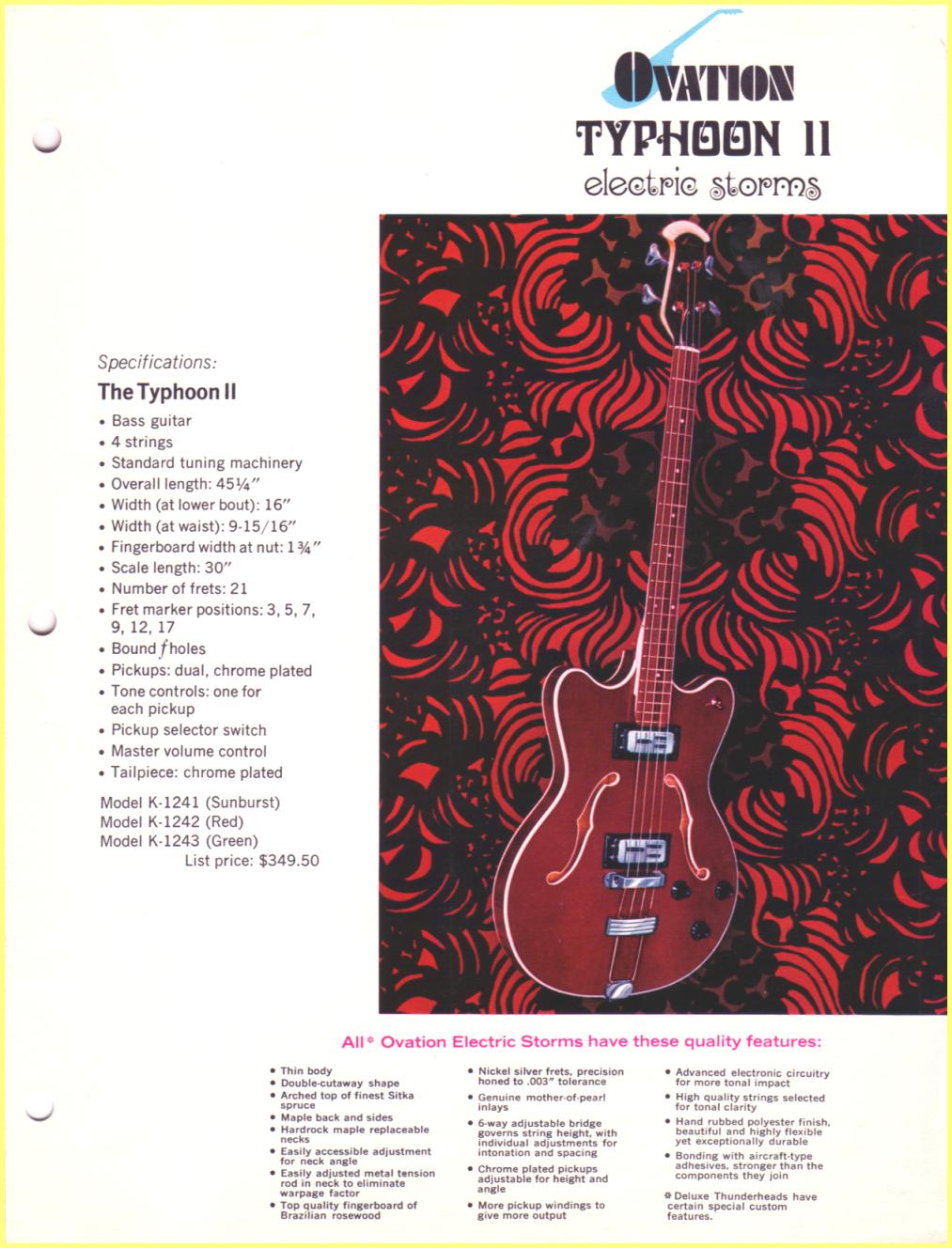 Ovation Typhoon Ii Brochure Ovation Typhoon Ii Brochure